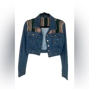 Cropped Mono B Denim Embroidered Jacket Women’s Size Medium new no tags